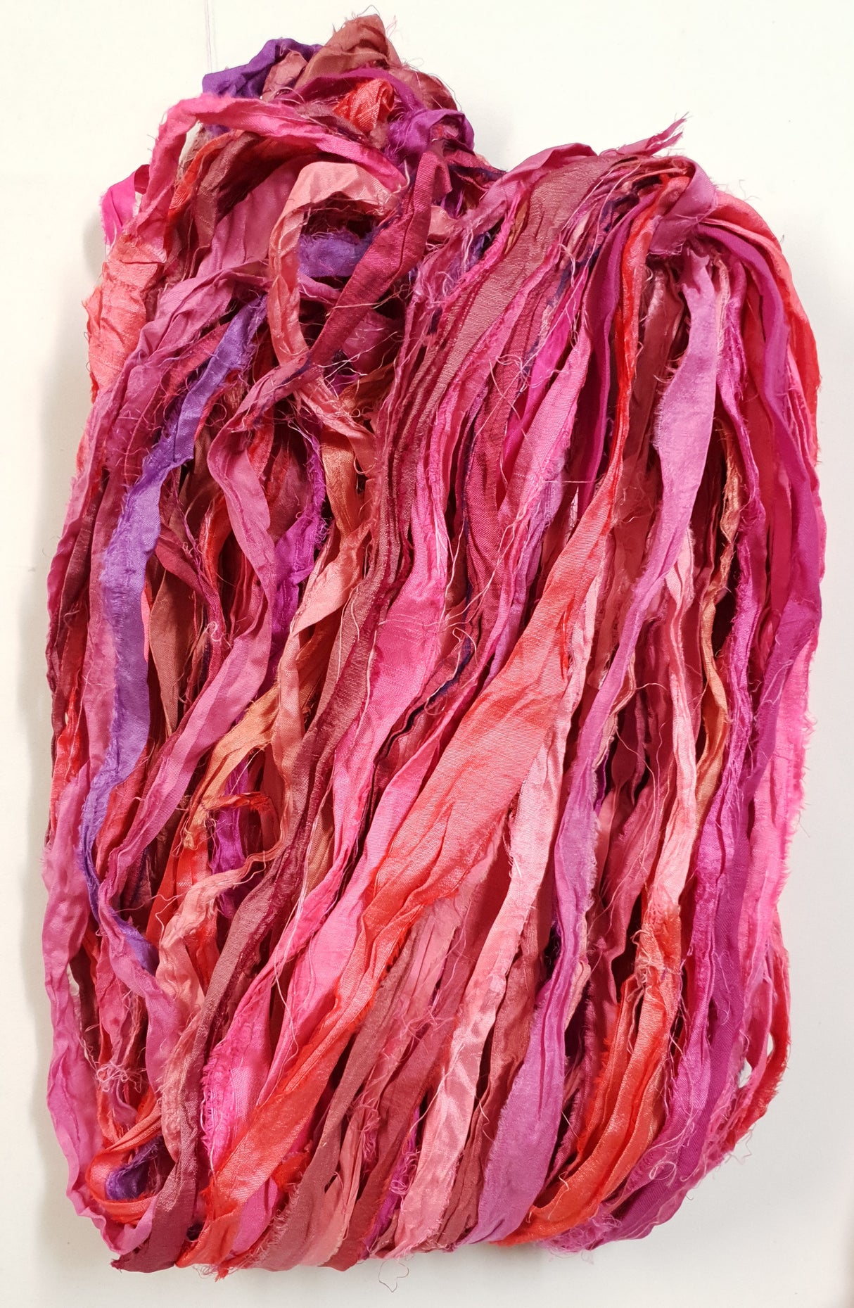 Reclaimed Sari Silk Ribbon - Berry Embarrassing - Hank