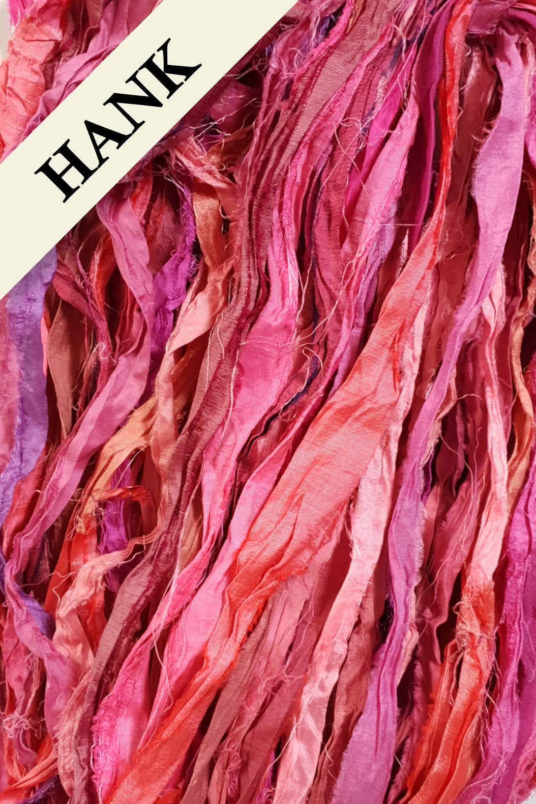 Reclaimed Sari Silk Ribbon - Berry Embarrassing - Hank