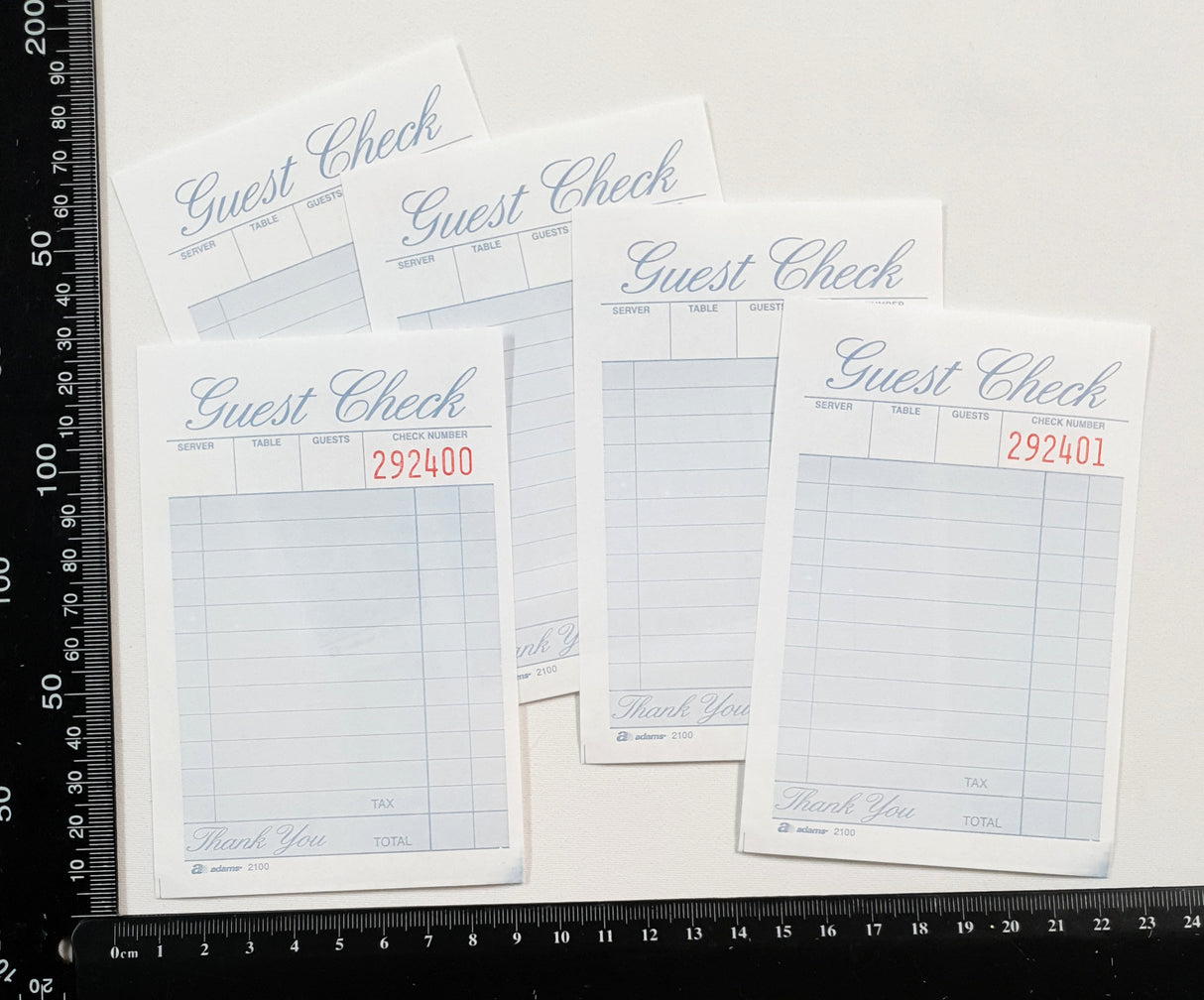 Guest Check Ephemera - Blue - 5 sheets