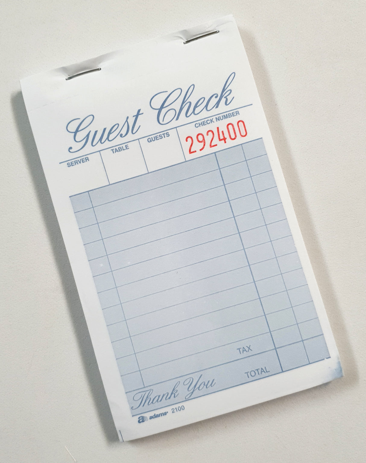 Guest Check Ephemera - Blue - Book (100 Sheets)