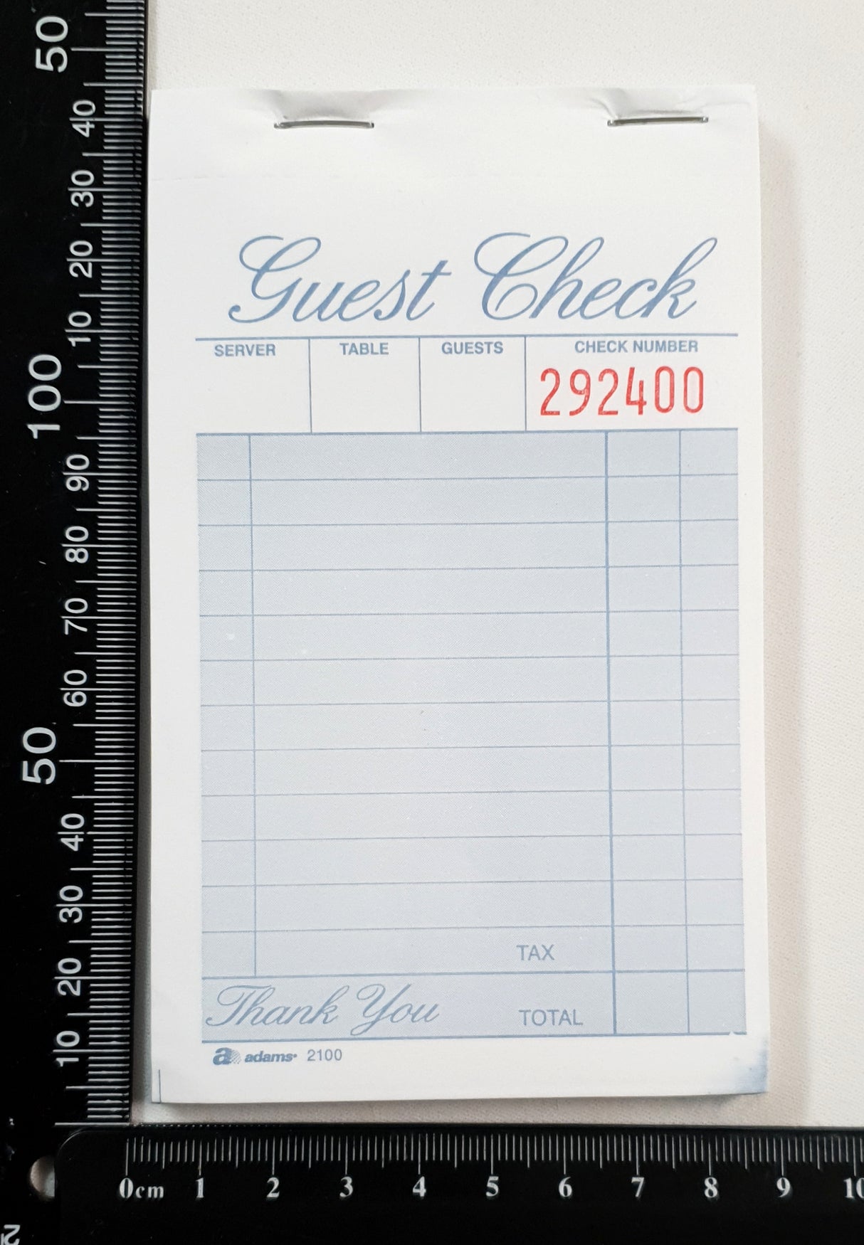 Guest Check Ephemera - Blue - Book (100 Sheets)