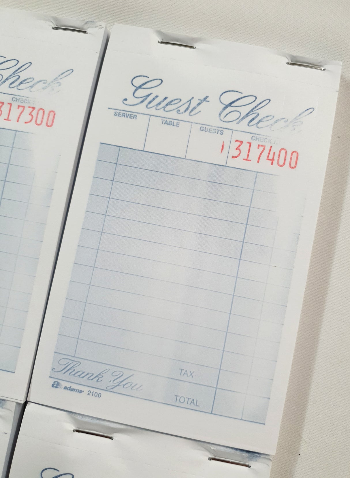 SECONDS QUALITY - Guest Check Ephemera - Blue - Book (100 Sheets)