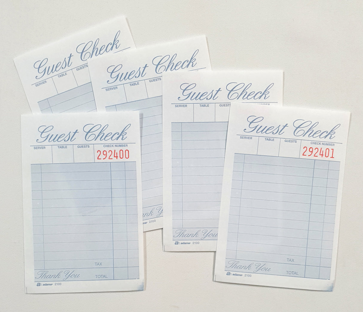 Guest Check Ephemera - Blue - 5 sheets