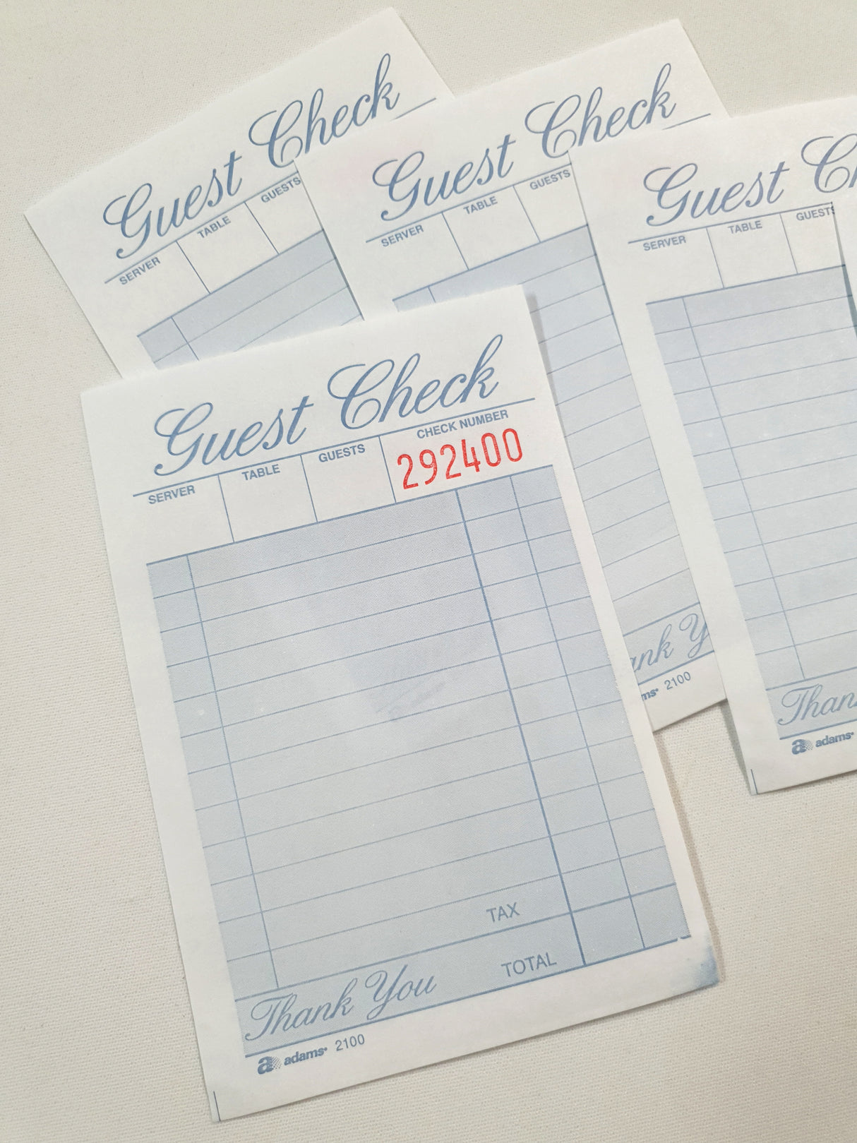 Guest Check Ephemera - Blue - 5 sheets