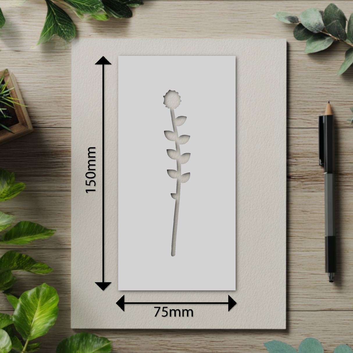 Botanical - Stencil - 75mm x 150mm - AL-M