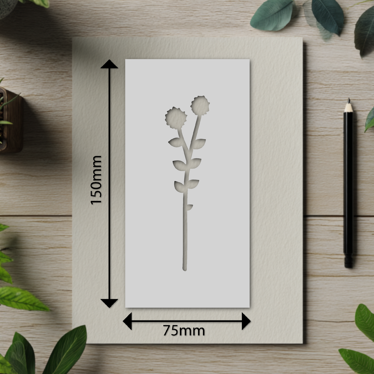 Botanical - Stencil - 75mm x 150mm - AN-M