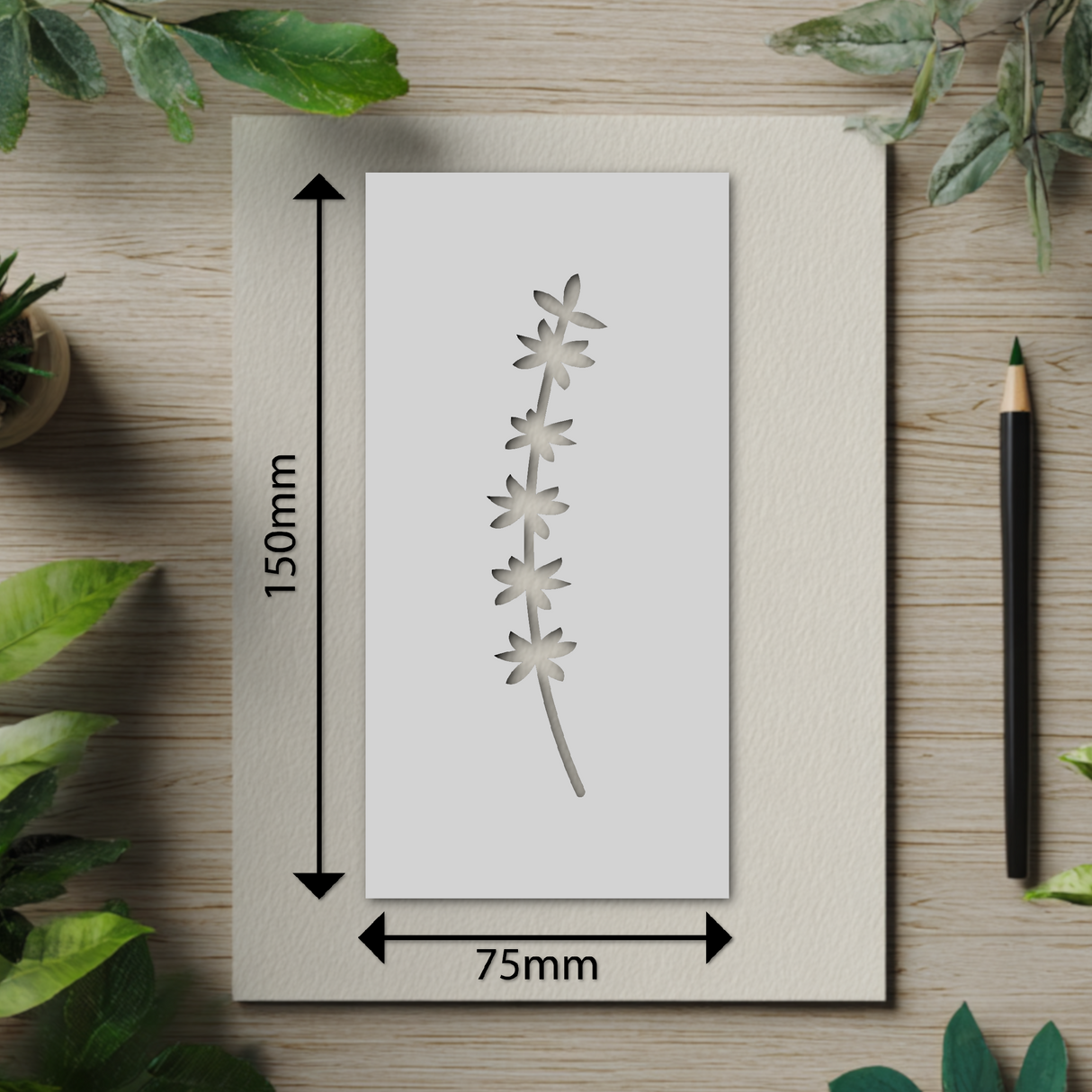 Botanical - Stencil - 75mm x 150mm - AR-M