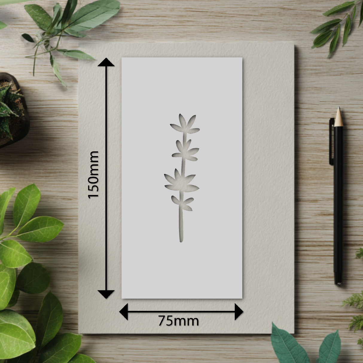Botanical - Stencil - 75mm x 150mm - AE-M