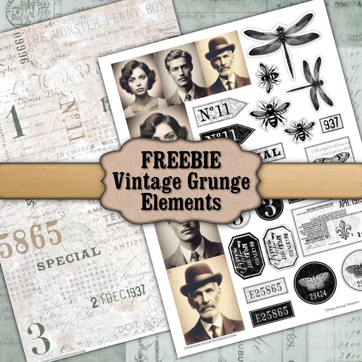 FREEBIE - Vintage Grunge Elements DI-10270 - Digital Download
