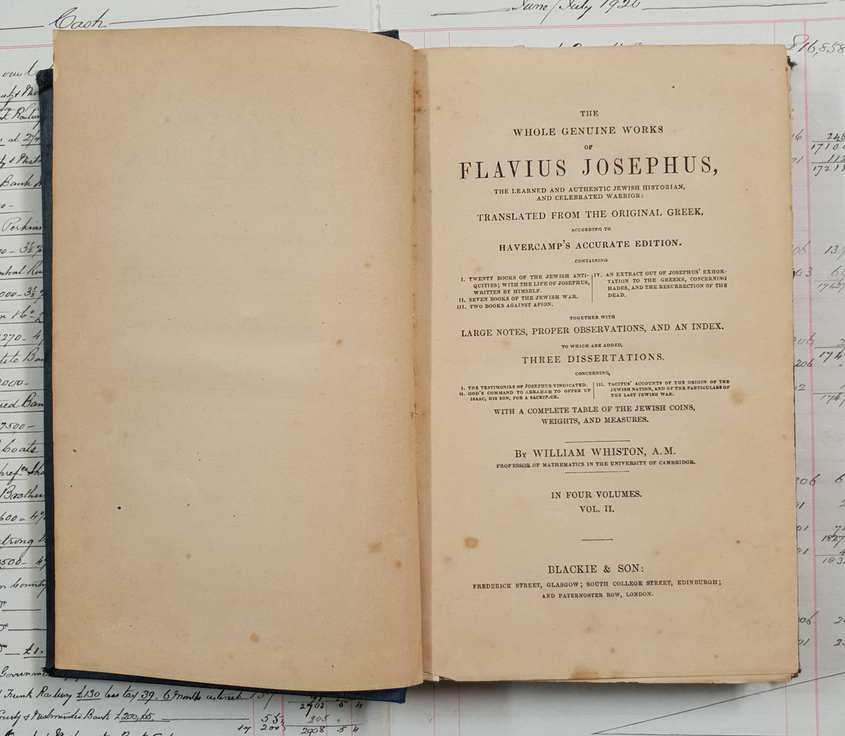 The Whole Genuine Works of Flavius Josephus – Antique Book – Volume II - DZ