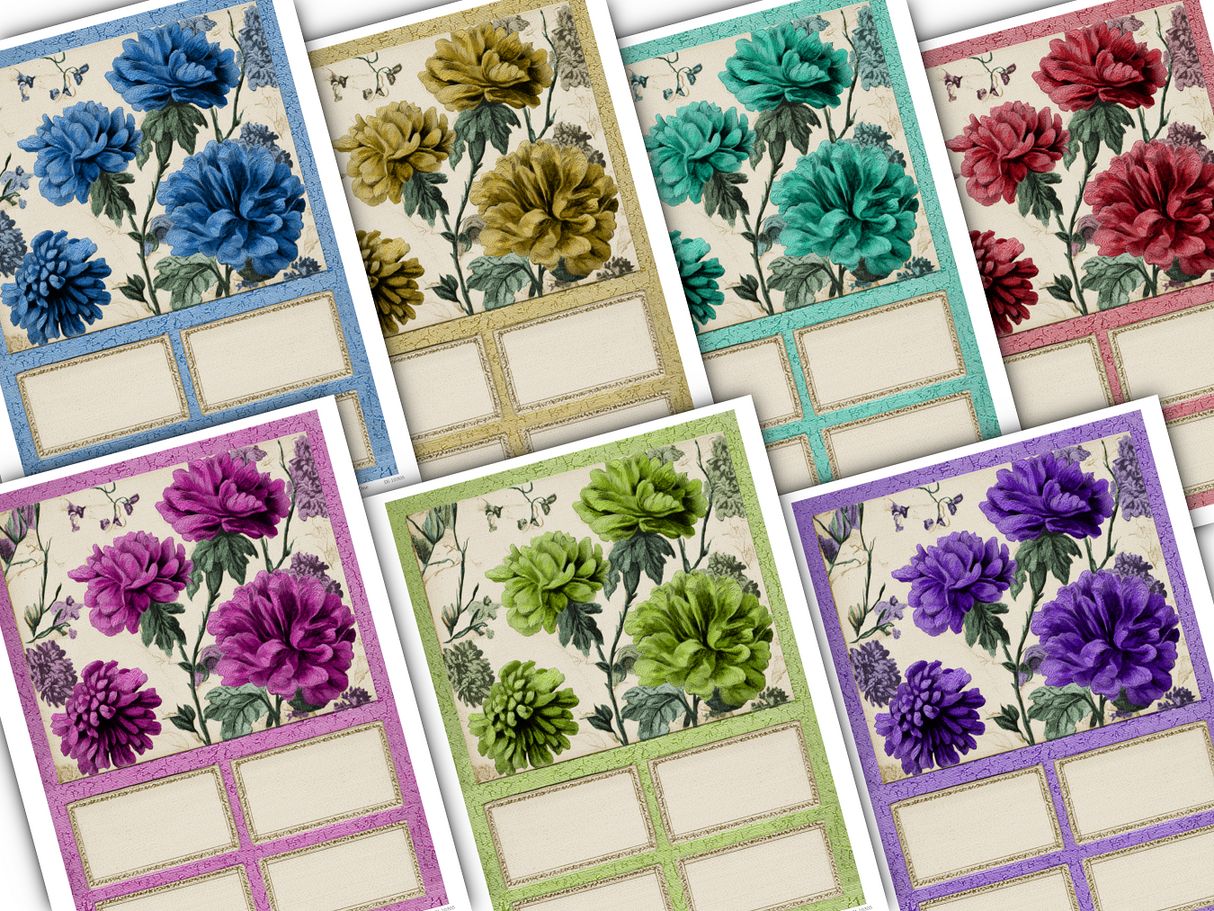 Floral Fabric Cards - Set One - DI-10305 - Digital Download