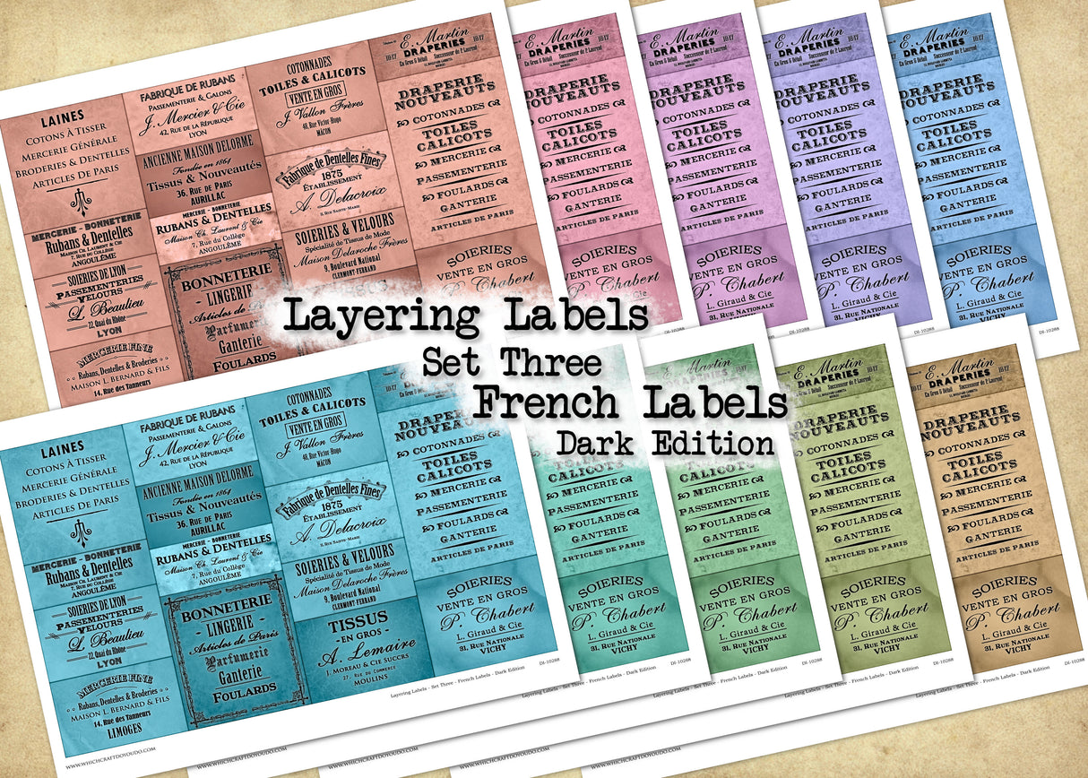Layering Labels - Set Three - French Labels - Dark Edition - DI-10288 - Digital Download