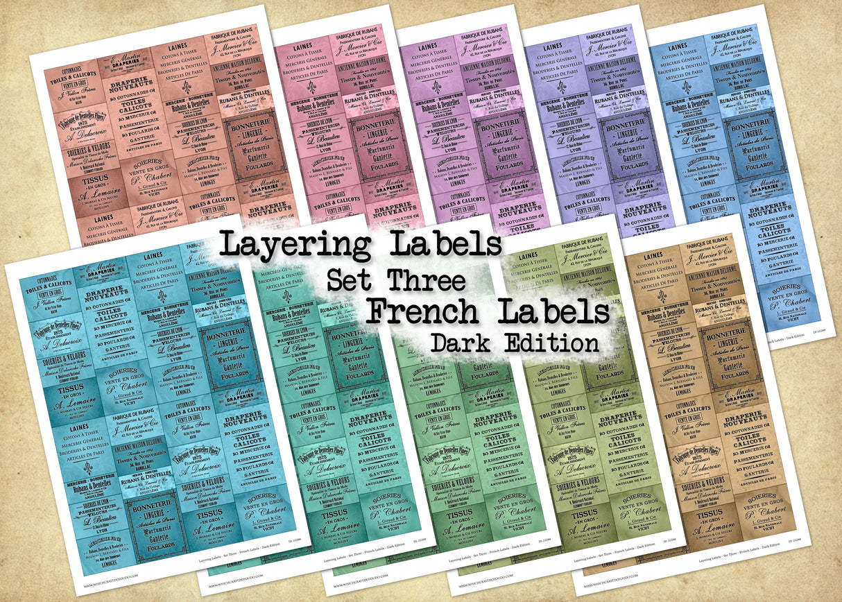 Layering Labels - Set Three - French Labels - Dark Edition - DI-10288 - Digital Download