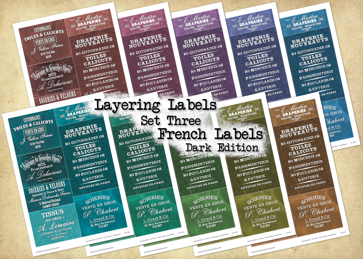 Layering Labels - Set Three - French Labels - Dark Edition - DI-10288 - Digital Download