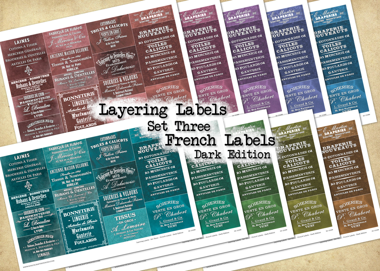 Layering Labels - Set Three - French Labels - Dark Edition - DI-10288 - Digital Download