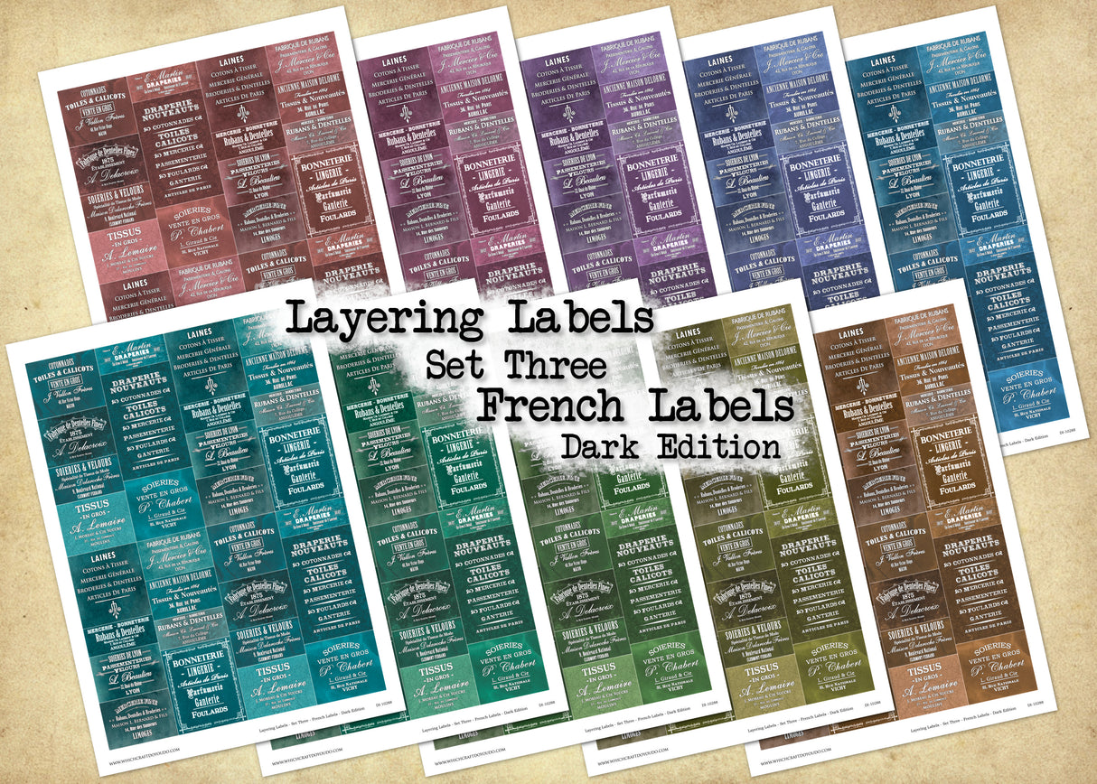 Layering Labels - Set Three - French Labels - Dark Edition - DI-10288 - Digital Download