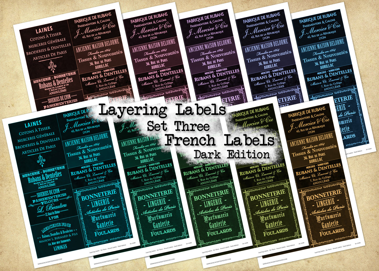 Layering Labels - Set Three - French Labels - Dark Edition - DI-10288 - Digital Download