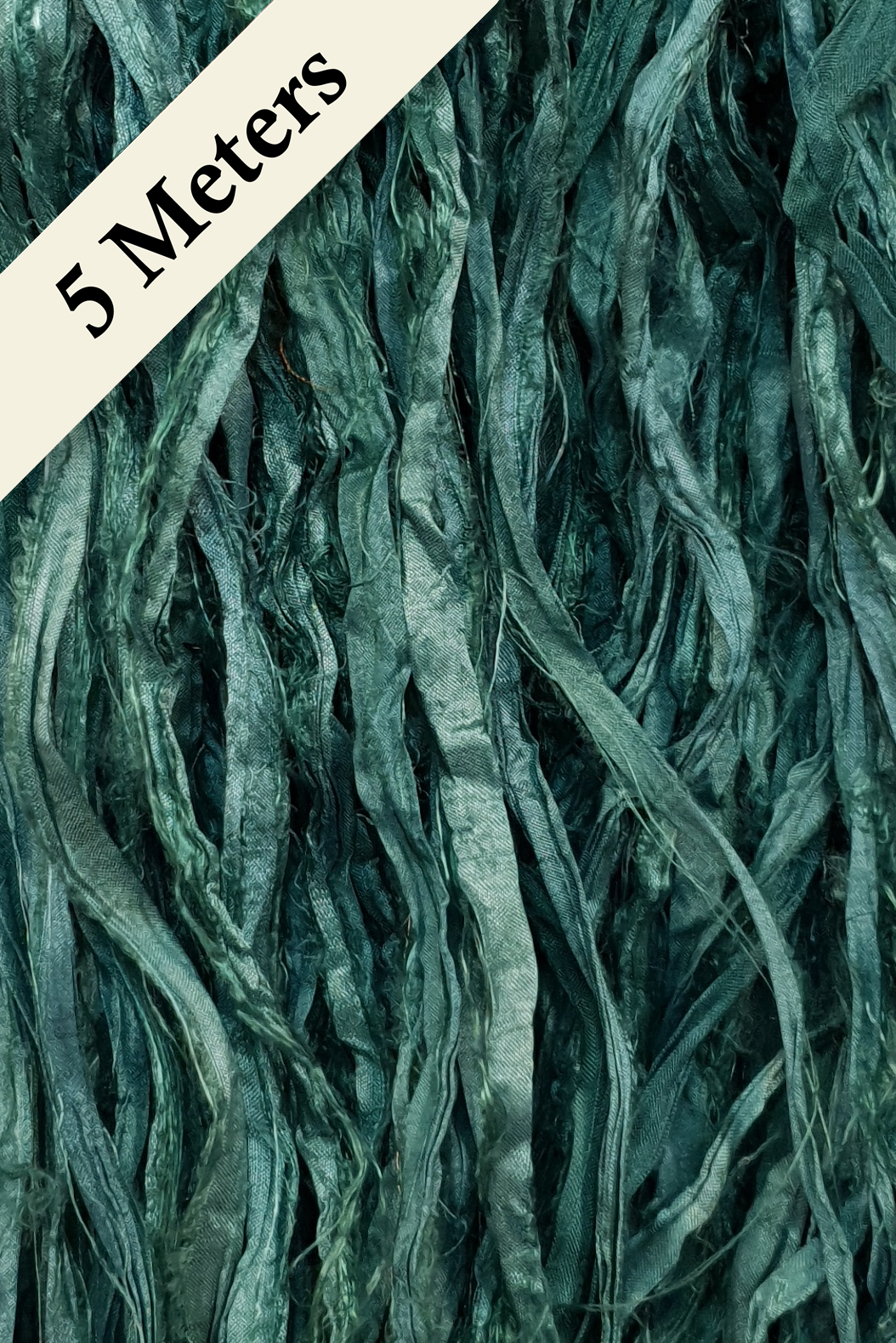 Reclaimed Sari Silk Ribbon - Evergreen - 5m Pack