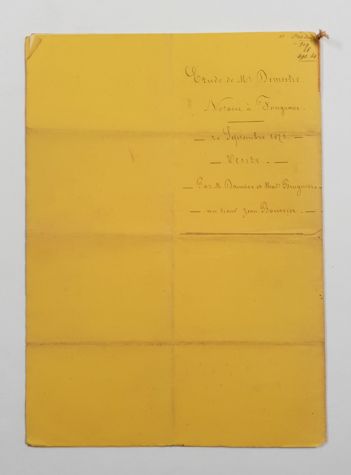 Authentic Antique French 1871 Notaire Document - FC