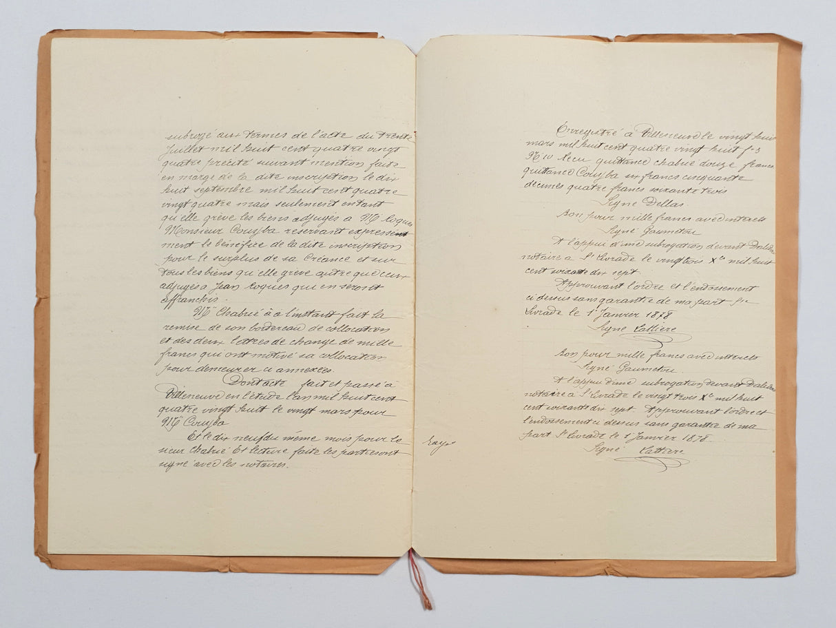 Authentic Antique French 1888 Notaire Document - FF