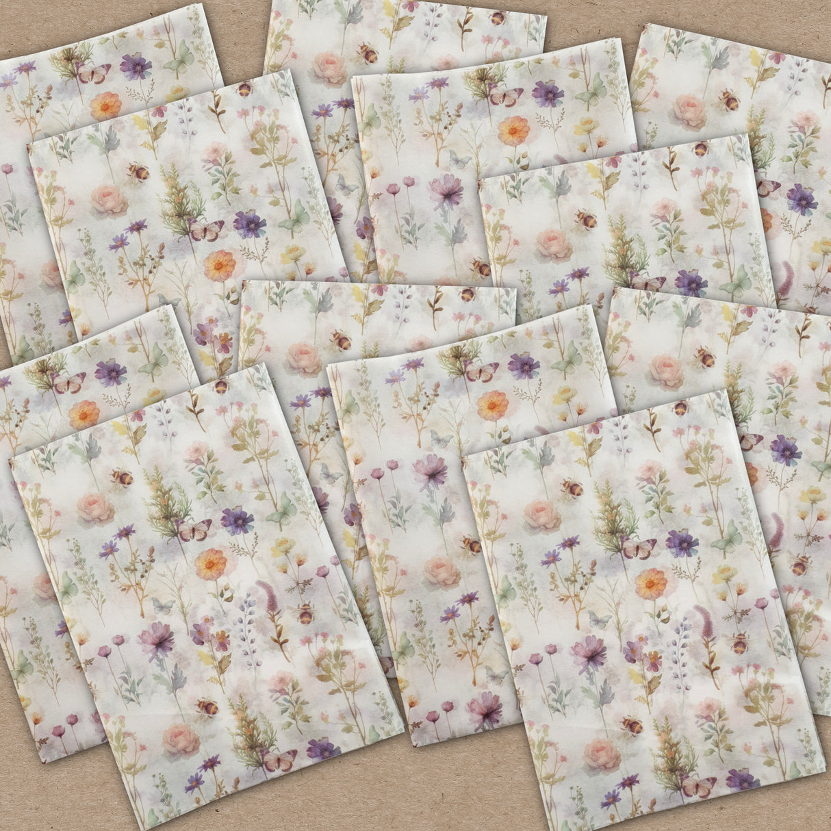 Decoupage Tissue Sheets - Spring Blooms - Set of 12 Pieces