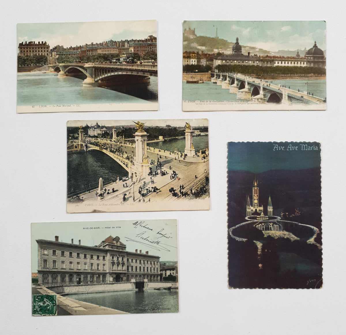 Authentic Vintage/Antique French Postcard - Set of 5 - GD