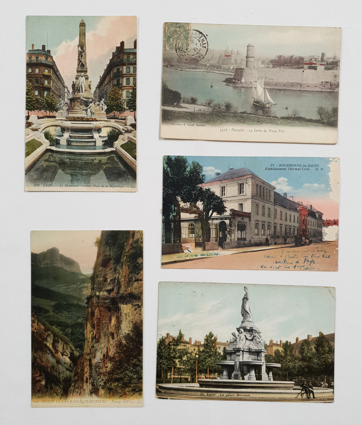 Authentic Vintage/Antique French Postcard - Set of 5 - GF