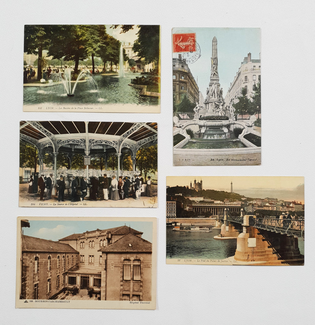 Authentic Vintage/Antique French Postcard - Set of 5 - GG