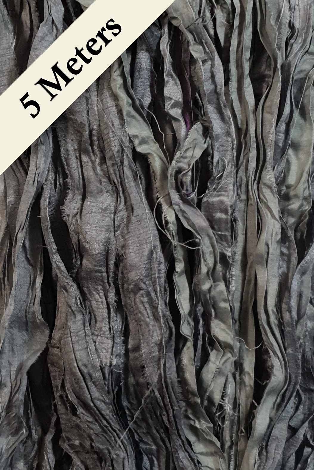 Reclaimed Sari Silk Ribbon - Graphite - 5m Pack