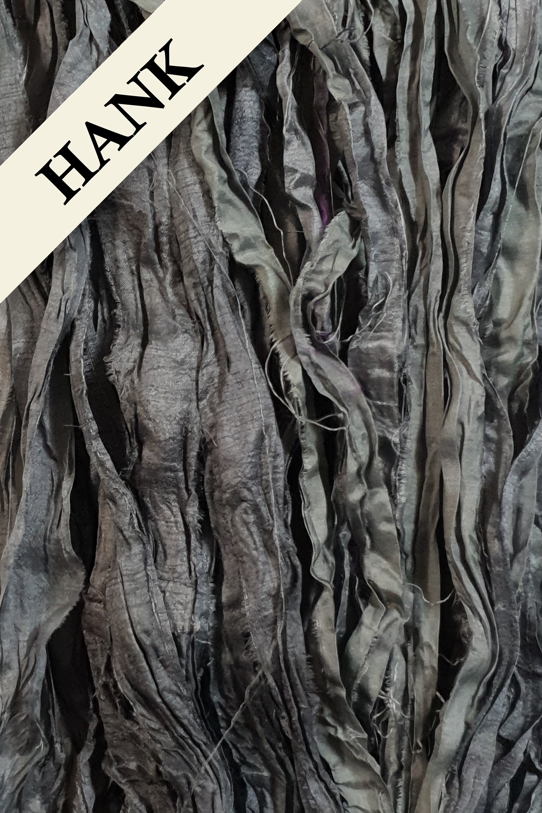 Reclaimed Sari Silk Ribbon - Graphite - Hank