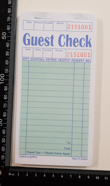 Guest Check Ephemera - Green - 100 sheets