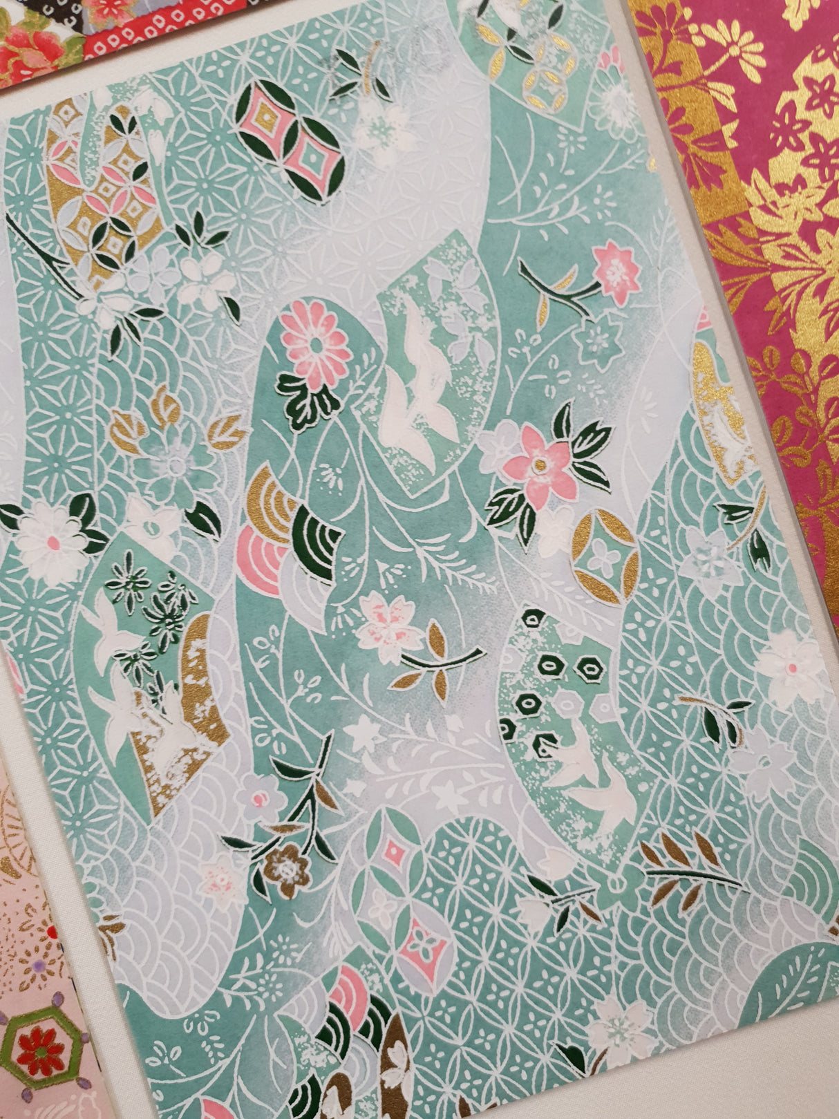 Hand Dyed Japanese Washi Papers - Set of 5 - Picked at Random