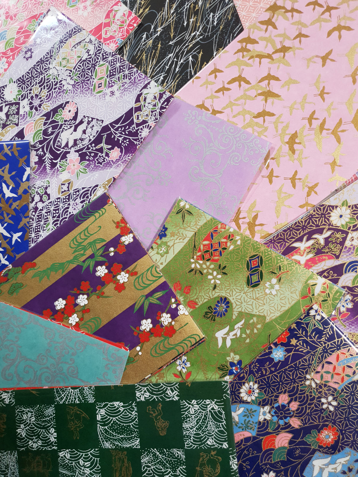 Hand Dyed Japanese Washi Papers - Set of 5 - Picked at Random