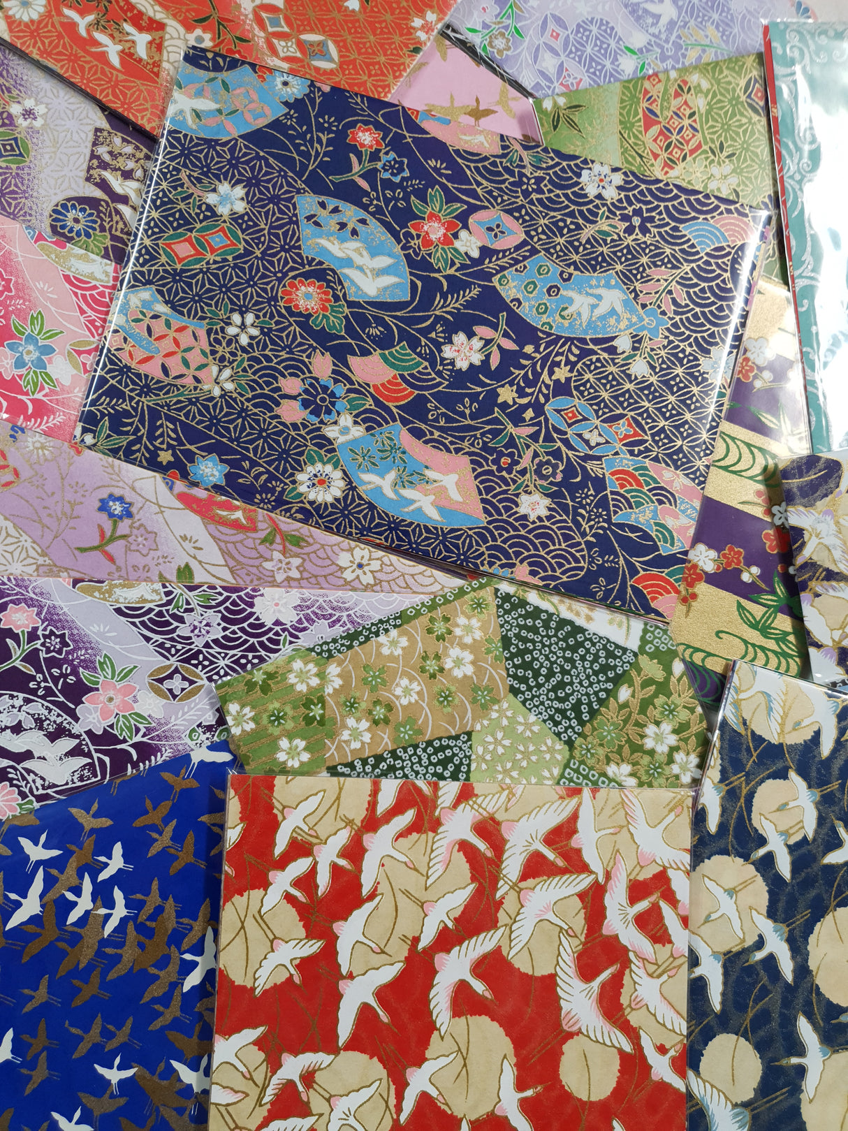 Hand Dyed Japanese Washi Papers - Set of 5 - Picked at Random