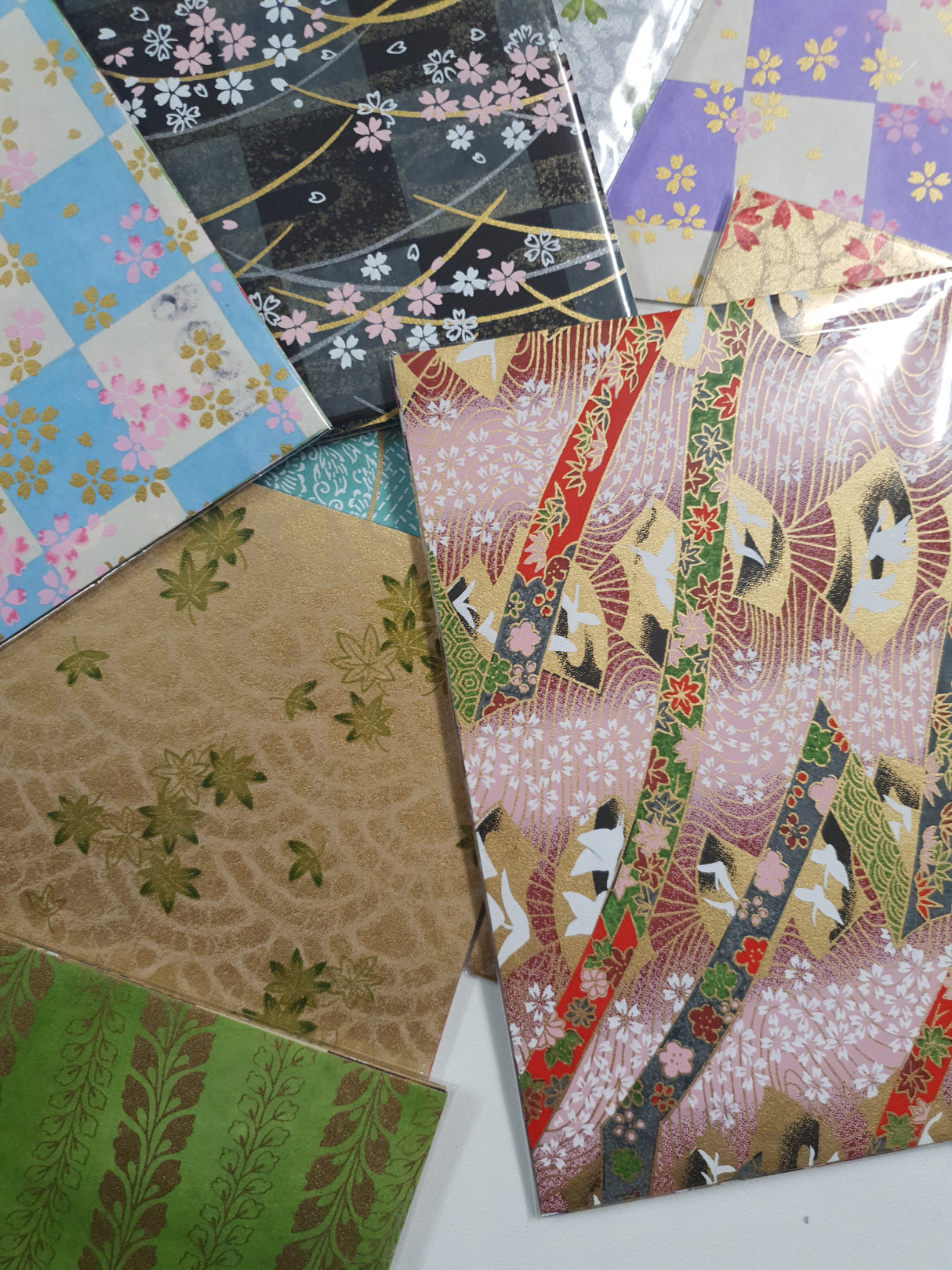 Hand Dyed Japanese Washi Papers - Set of 5 - Picked at Random