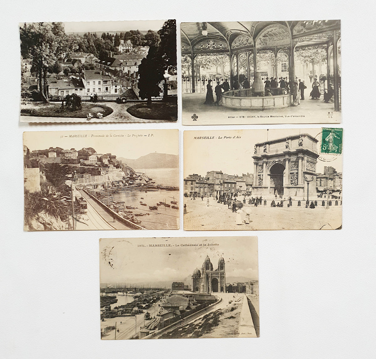 Authentic Vintage/Antique French Postcard - Set of 5 - JB