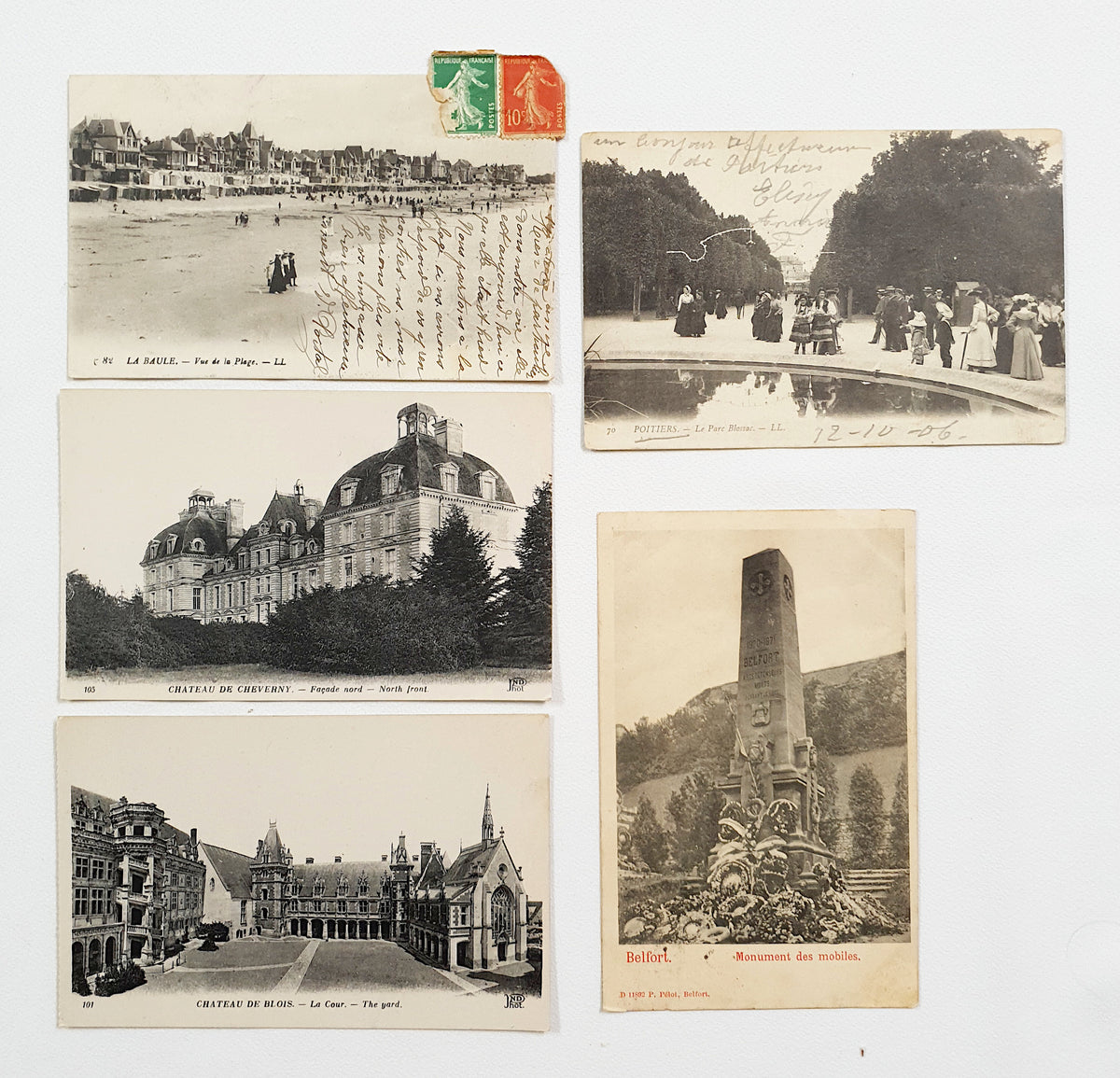 Authentic Vintage/Antique French Postcard - Set of 5 - JE