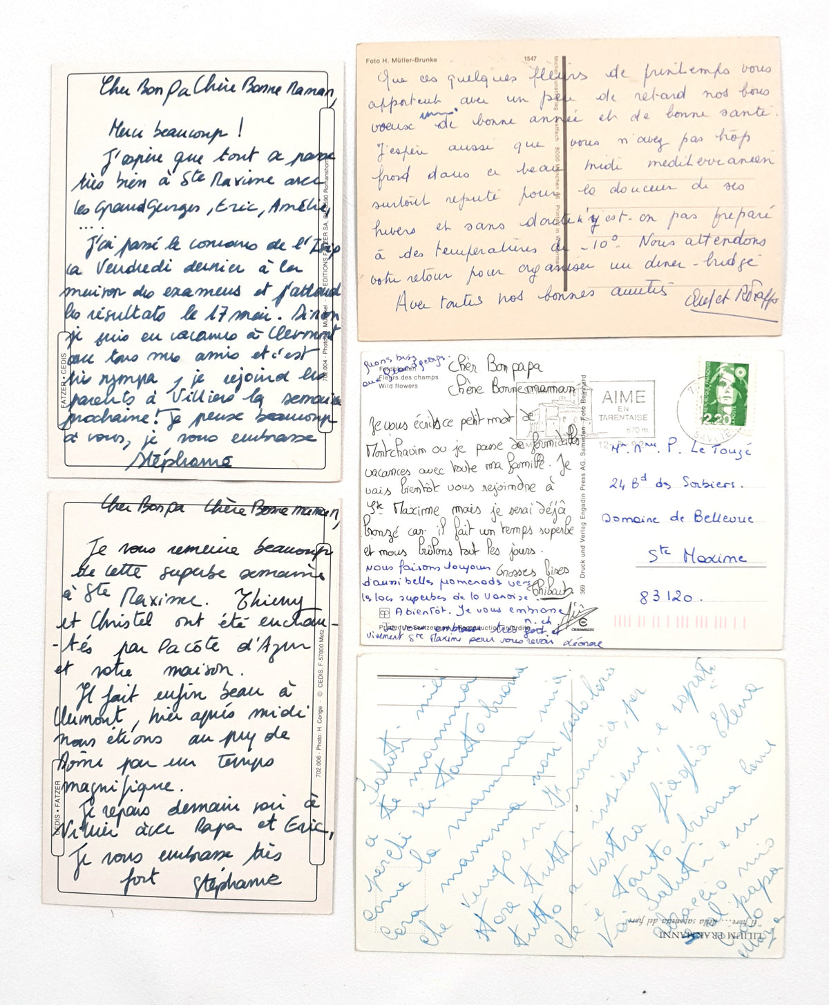 Authentic Vintage/Antique French Postcard - Set of 5 - LD