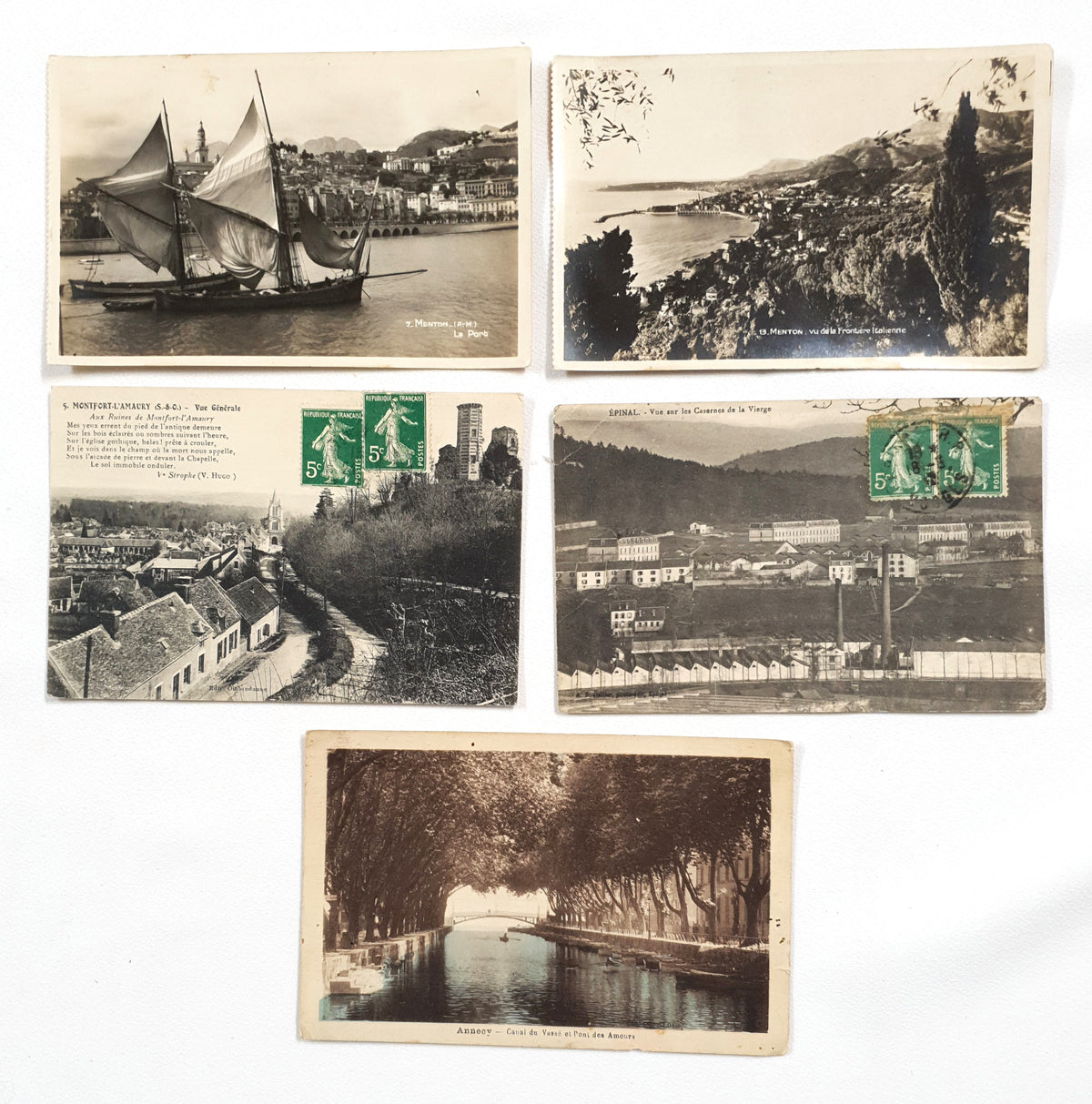 Authentic Vintage/Antique French Postcard - Set of 5 - LK