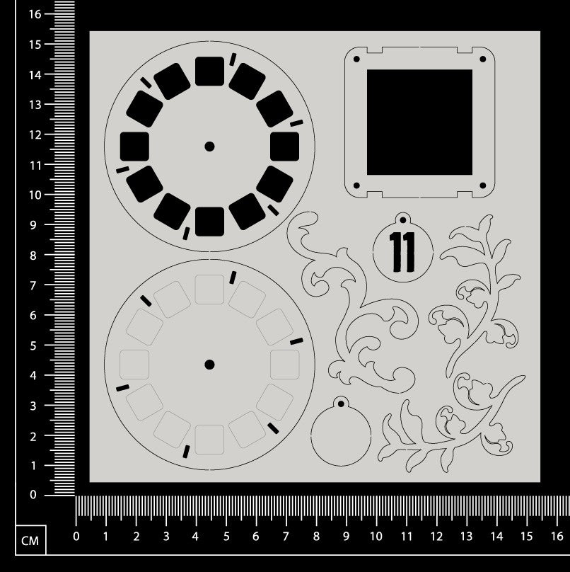 Layered Embellishment Set - B - White Chipboard