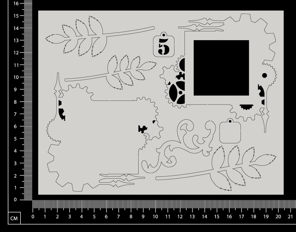 Layered Embellishment Set - C - White Chipboard