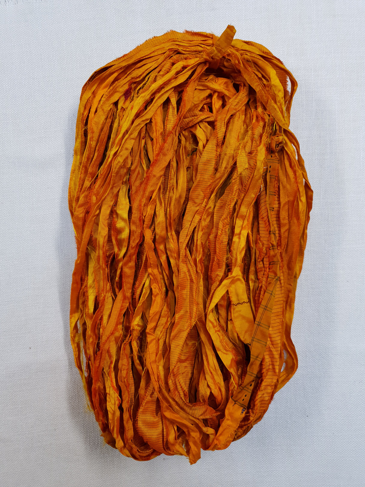 Reclaimed Sari Silk Ribbon - Marigold - Hank