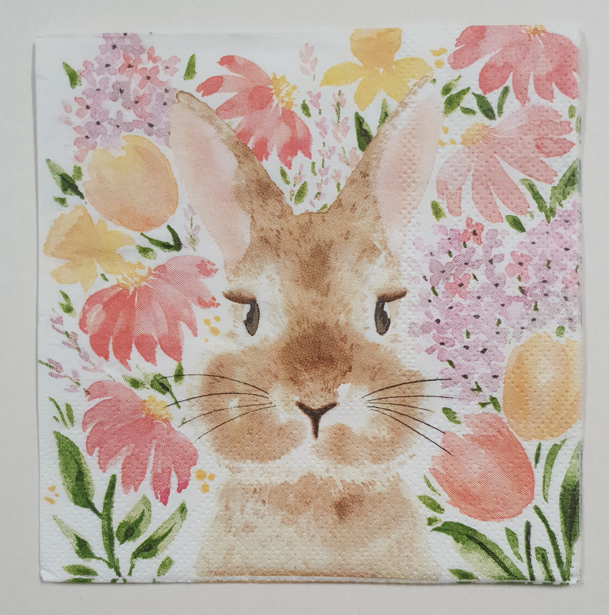 Decoupage Napkin - (DN-8195) - Bunny in Flowers - Cocktail
