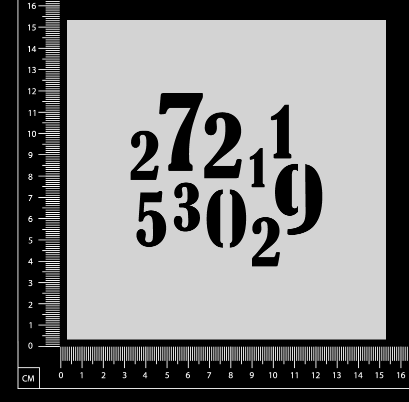 Number Cluster Chaos - Stencil - 150mm x 150mm