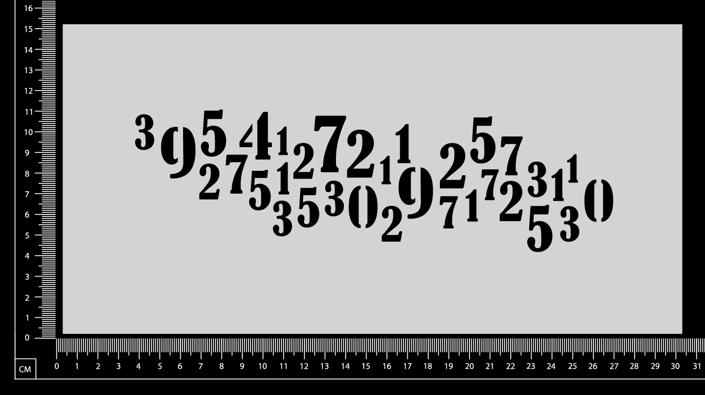Number Collage - Landscape - Stencil - 150mm x 300mm