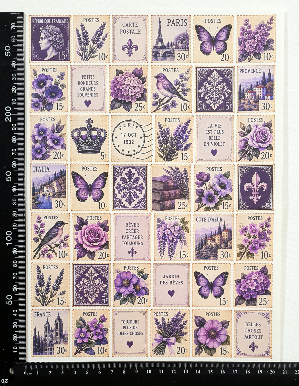 Cut Apart Stickers Sheet - Postage Stamps - VPS-S15