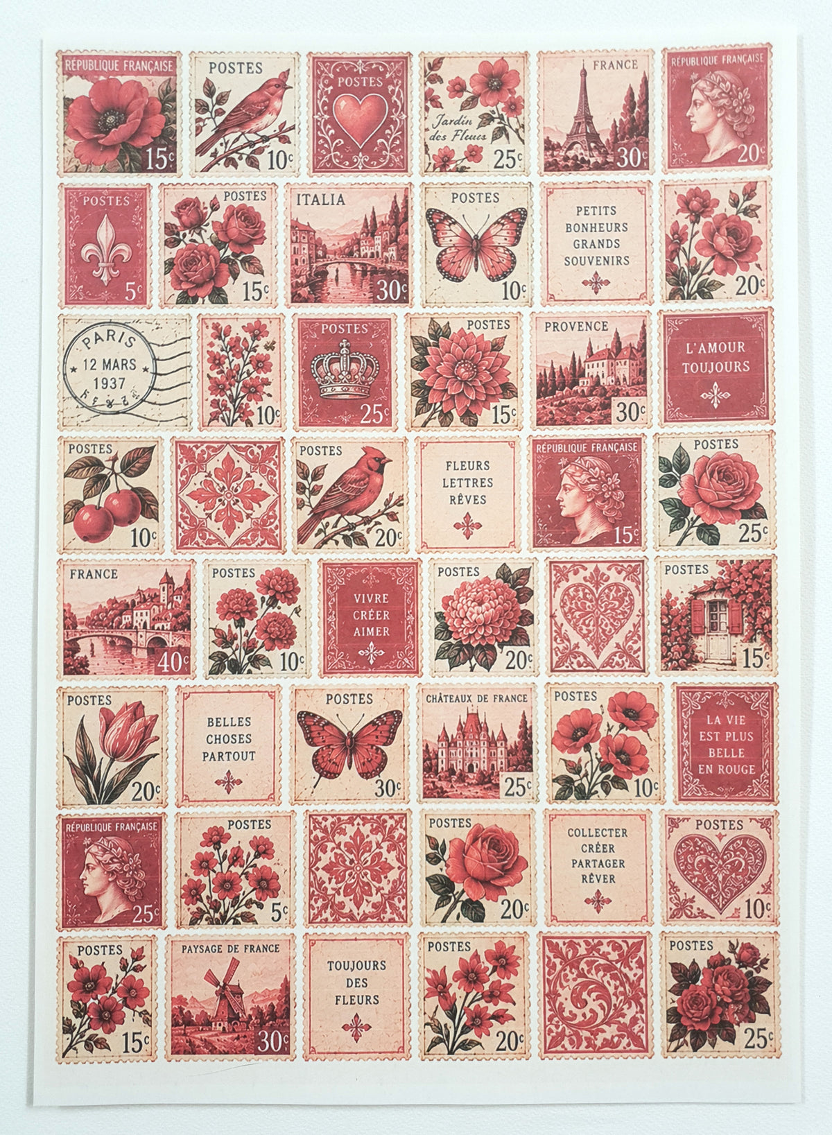 Cut Apart Stickers Sheet - Postage Stamps - VPS-S17