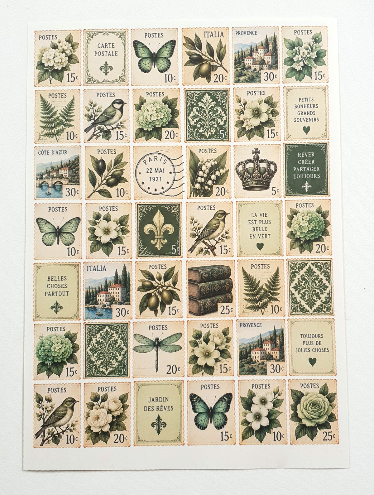 Cut Apart Stickers Sheet - Postage Stamps - VPS-S2