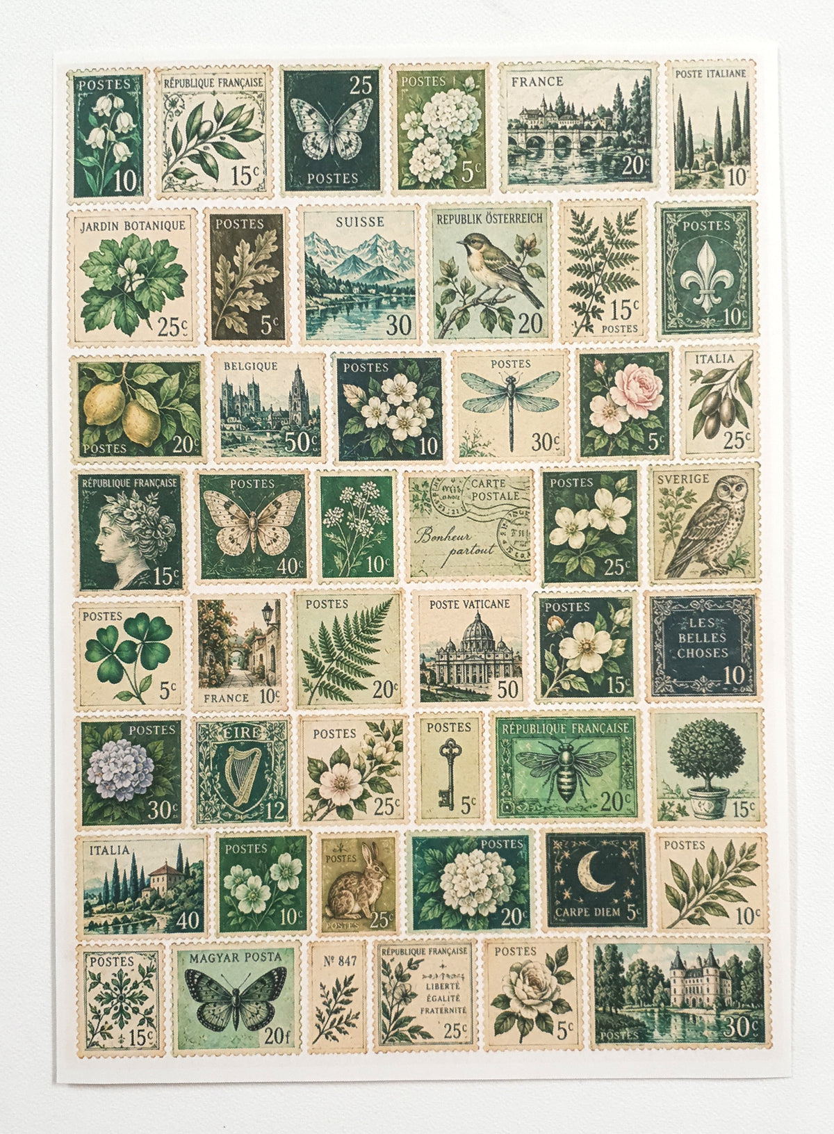 Cut Apart Stickers Sheet - Postage Stamps - VPS-S3