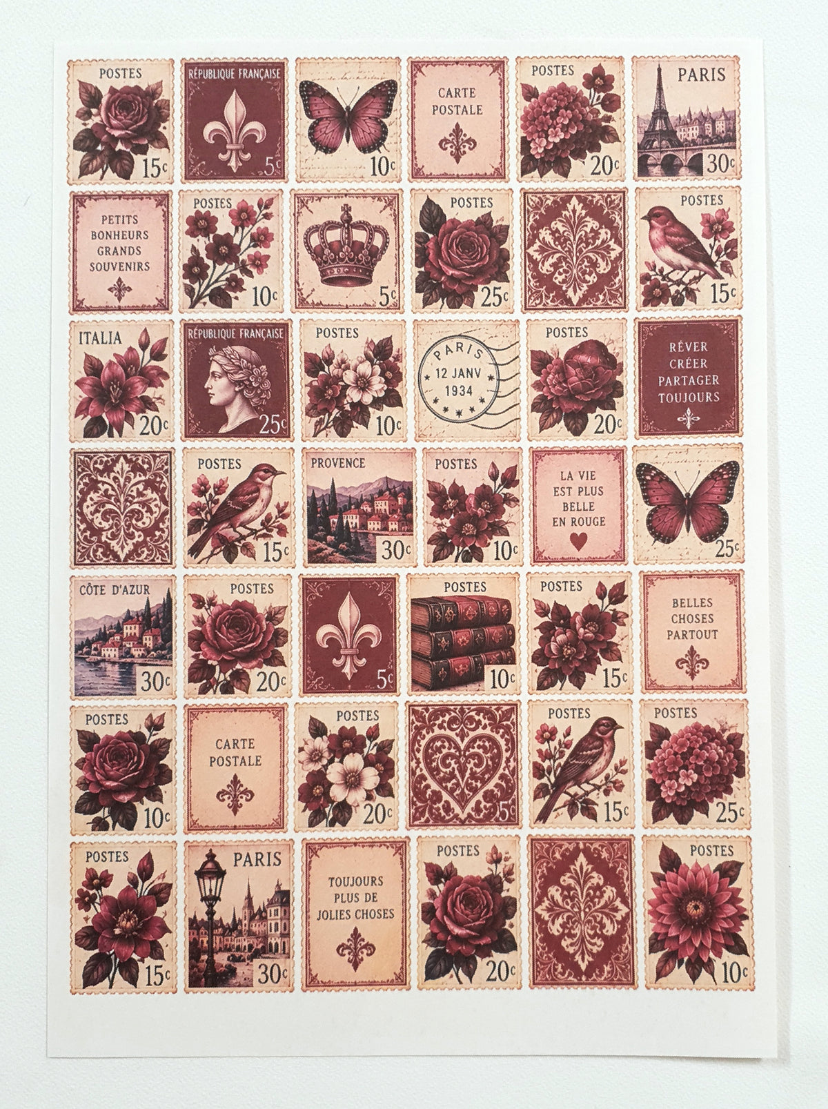 Cut Apart Stickers Sheet - Postage Stamps - VPS-S5